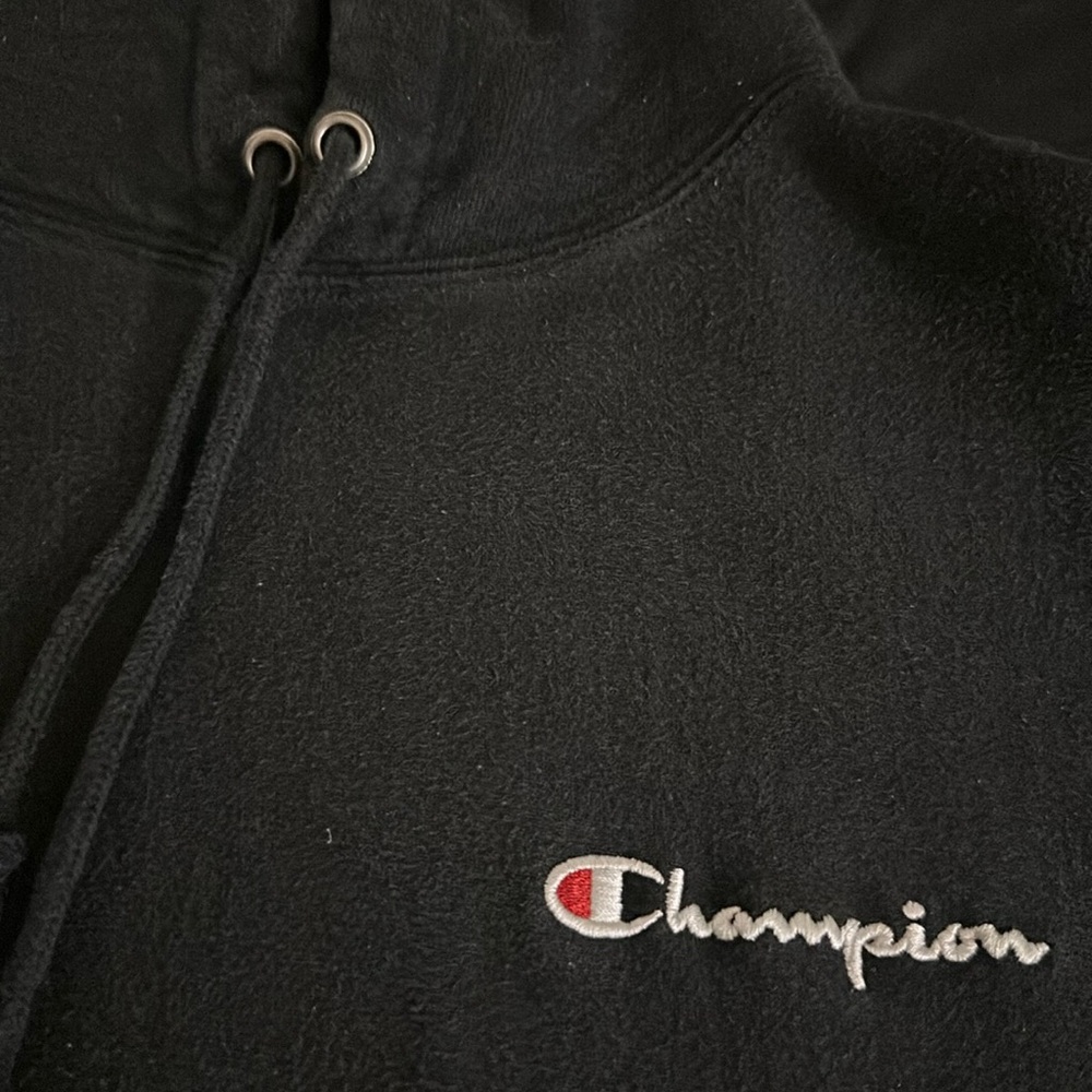 Champion Embroidery Hoodie stiched logo Vintage Black